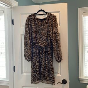 WHBM Leopard Print Dress With Gold Thread - Size 14